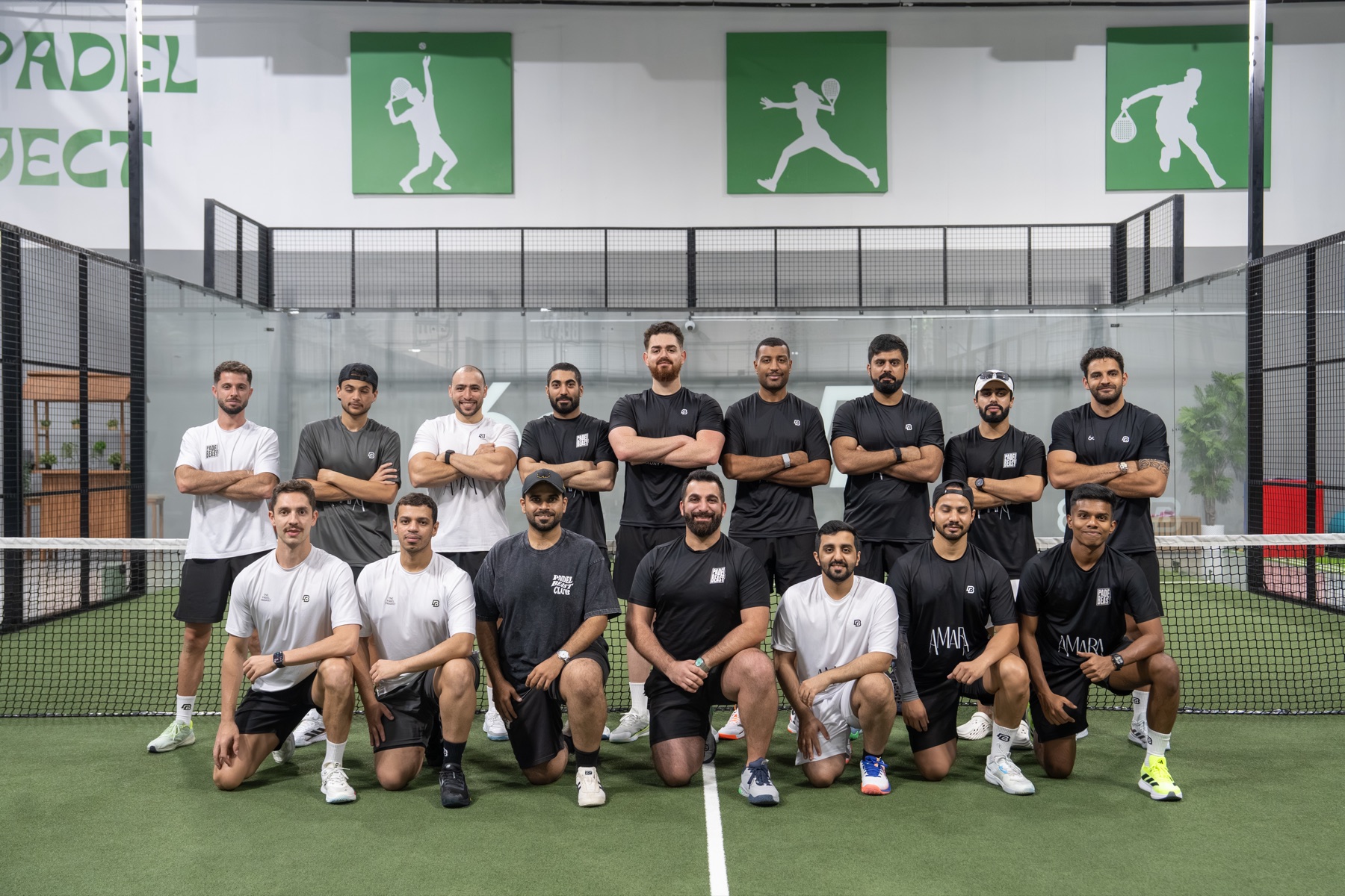 Padel Beast ambassadors and Adults Academy players at The Padel Project
