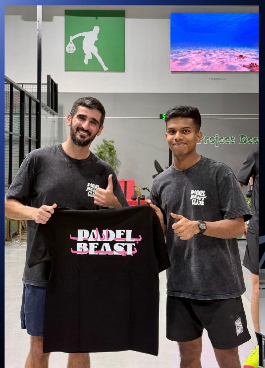 Bassam Al Khatib with the Padel Beast team before his climb